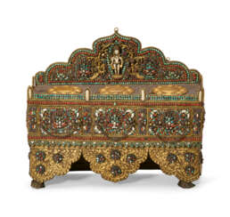 AN INLAID AND APPLIQUE GILT-COPPER AND SILVER REPOUSSE ALTAR