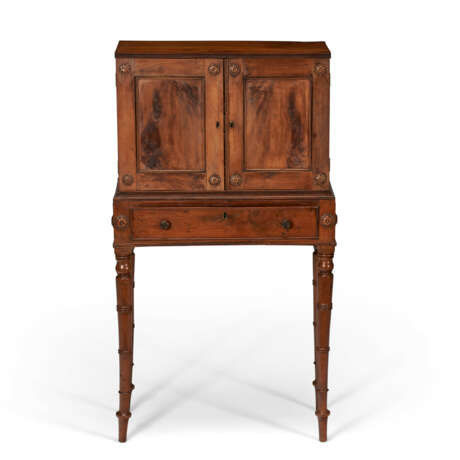 A REGENCY ENAMEL-MOUNTED YEW WOOD CABINET-ON-STAND - photo 2