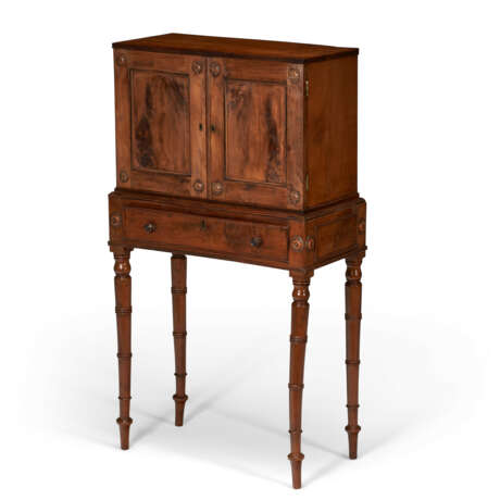 A REGENCY ENAMEL-MOUNTED YEW WOOD CABINET-ON-STAND - photo 3