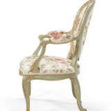 A SET OF FOUR NORTH ITALIAN CELADON-PAINTED AND PARCEL-GILT ARMCHAIRS - фото 4