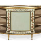A GEORGE III CREAM, BLUE, POLYCHROME-PAINTED, AND PARCEL-GILT COMMODE - фото 3