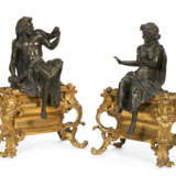 A PAIR OF FRENCH ORMOLU AND PATINATED BRONZE CHENETS - photo 2