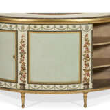 A GEORGE III CREAM, BLUE, POLYCHROME-PAINTED, AND PARCEL-GILT COMMODE - фото 7