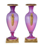 A PAIR OF CHARLES X ORMOLU-MOUNTED `GORGE DE PIGEON` OPALINE GLASS VSES - photo 3