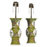 A PAIR OF MEISSEN PORCELAIN GREEN-GROUND BEAKER VASES MOUNTED AS LAMPS - photo 5