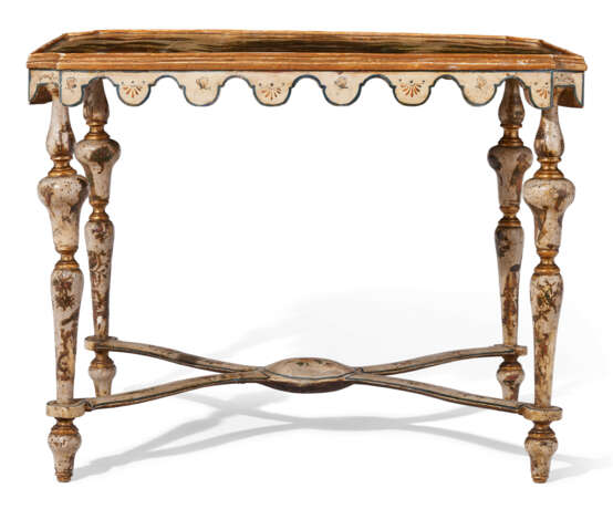 AN ITALIAN CREAM, POLYCHROME-PAINTED, AND LACCA POVERA DECORATED CENTER TABLE - фото 2