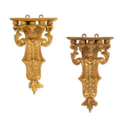 A PAIR OF R&#201;GENCE STYLE GILTWOOD BRACKETS