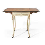 A GEORGE III SATINWOOD AND MARQUETRY WHITE-PAINTED AND PARCEL-GILT PEMBROKE TABLE - photo 1