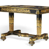 A VICTORIAN POLYCHROME, PARCEL-GILT AND MOTHER-OF-PEARL INLAID PAPIER M&#194;CH&#201; AND EBONIZED TABLE - photo 1