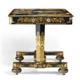 A VICTORIAN POLYCHROME, PARCEL-GILT AND MOTHER-OF-PEARL INLAID PAPIER M&#194;CH&#201; AND EBONIZED TABLE - photo 3