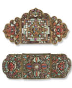 Nepal. TWO INLAID PARCEL-GILT COPPER ORNAMENTS