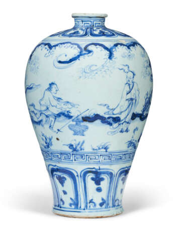 A CHINESE BLUE AND WHITE `WINDSWEPT` VASE, MEIPING - Foto 1