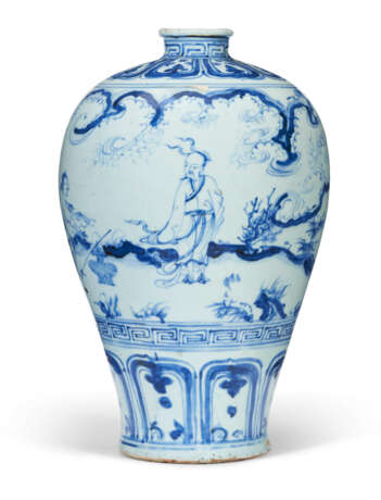 A CHINESE BLUE AND WHITE `WINDSWEPT` VASE, MEIPING - фото 2