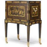 A CHINESE EXPORT BLACK, GILT AND POLYCHROME LACQUER TEA CHEST-ON-STAND - photo 1