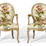 A PAIR OF GEORGE III GREY-PAINTED AND PARCEL-GILT OPEN ARMCHAIRS - photo 2