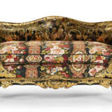 A MATCHED PAIR OF VICTORIAN PARCEL-GILT AND MOTHER-OF-PEARL INLAID PAPIER M&#194;CH&#201; EBONIZED SETTEES - photo 5