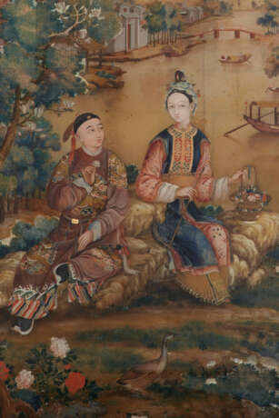 A MASSIVE PAIR OF CHINESE EXPORT REVERSE-PAINTED MIRRORS - фото 4