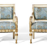 A PAIR OF NORTH ITALIAN WHITE-PAINTED AND PARCEL-GILT ARMCHAIRS - фото 2