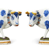 A PAIR OF DUTCH DELFT POLYCHROME MODELS OF STANDING COWS - photo 2