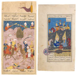 TWO ILLUSTRATED FOLIOS FROM A KHAMSA OF NIZAMI