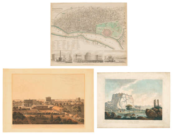 A MAP OF CALCUTTA AND TWO AQUATINTS OF INDIAN LANDSCAPES - Foto 1