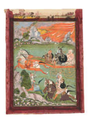 KRISHNA RIDES TO BATTLE ACCOMPANIED BY RAO RAM SINGH I OF KOTA (R. 1696-1707)