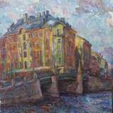 Новокалинкин мост Canvas on the subframe Oil on canvas Realism Cityscape St. Petersburg 2023 - photo 1