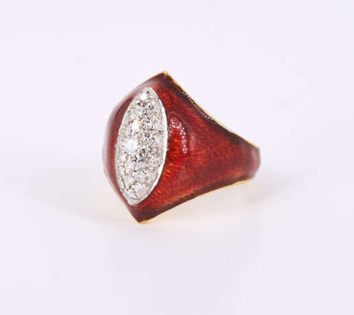 Enamel Diamond Ring - photo 1