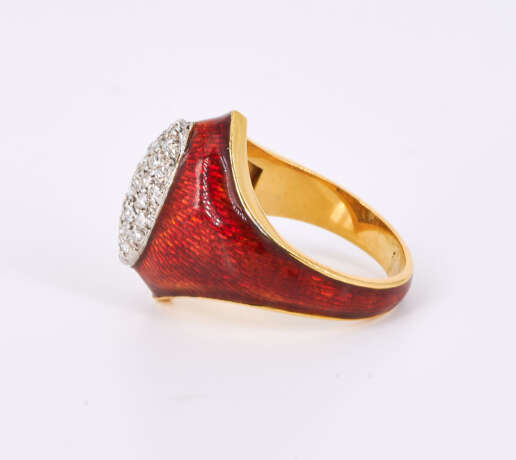 Enamel Diamond Ring - photo 2