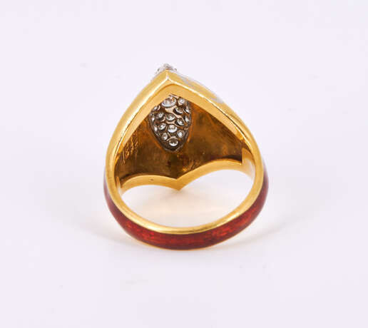 Enamel Diamond Ring - photo 3