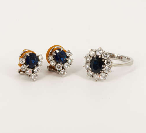 Gemstone-Diamond-Set: Ring and Earclips - photo 1