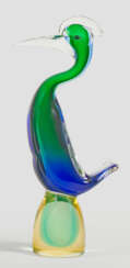 Moderne Glasskulptur eines Wasservogels von Flavio Poli