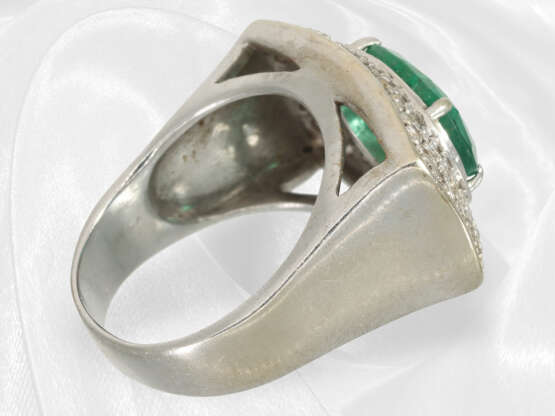Ring: Vintage Brillant/Smaragd-Goldschmiedering mit großem Smaragd, Handarbeit, Smaragd ca. 3,6ct - Foto 5