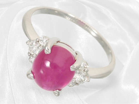 Ring: Hochfeiner Platinring mit schönem Rubin und Brillanten guter Qualität, ca. 3,37ct Edelsteinbesatz - фото 1