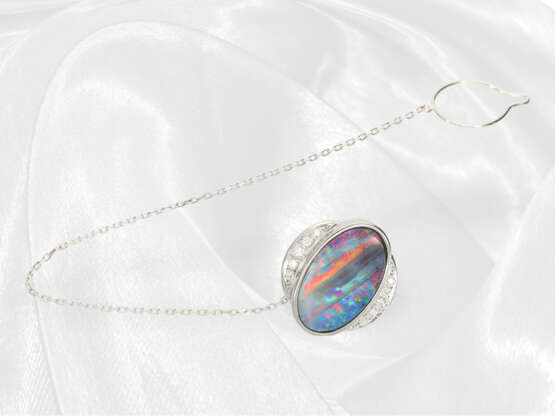 Sehr dekorative,ungetragene Platin-Designer-Goldschmiedebrosche/Anstecknadel mit Opal und Brillanten - photo 1