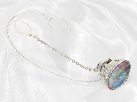 Sehr dekorative,ungetragene Platin-Designer-Goldschmiedebrosche/Anstecknadel mit Opal und Brillanten - photo 2