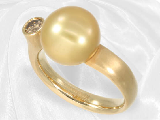 Ring: Aufwendig gearbeiteter, hochwertiger Designerring mit feinster Südsee-Perle und Fancy-Brillant - фото 5