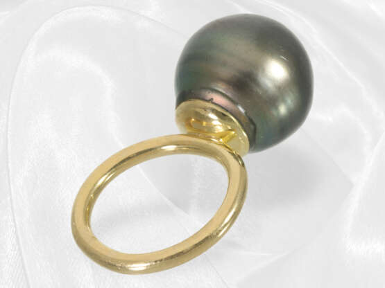 Ring: Handgefertigter Goldschmiedering mit außergewöhnlich großer und wertvoller Tahiti-Zuchtperle - photo 3