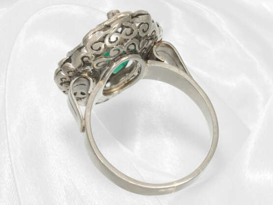 Ring: antiker Smaragd-Goldschmiedering aus 14K Weißgold - Foto 4
