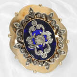 Ring: Sehr dekorativer, großer antiker Goldschmiedering mit Diamantrosen und blauem Farbstein - photo 2