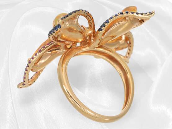 Ring: Wunderschöner Goldschmiedering Motiv "Blüte", feine Feueropale von ca. 5,8ct - photo 5
