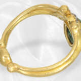 Interessanter und ungewöhnlich gefertigter Goldschmiedering mit Türkis und Rohdiamant, 900er Gold - photo 5