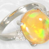 Ring: Massiver, ungetragener Platinring mit wertvollem Feueropal, ca. 6ct - фото 3