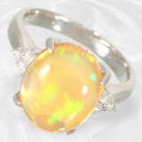 Ring: Massiver, ungetragener Platinring mit wertvollem Feueropal, ca. 6ct - Foto 4