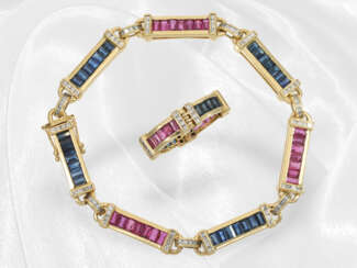Ring/Armband: äußerst ausgefallene Designer-Goldschmiedearbeit mit Diamanten, Rubinen und Saphiren besetzt