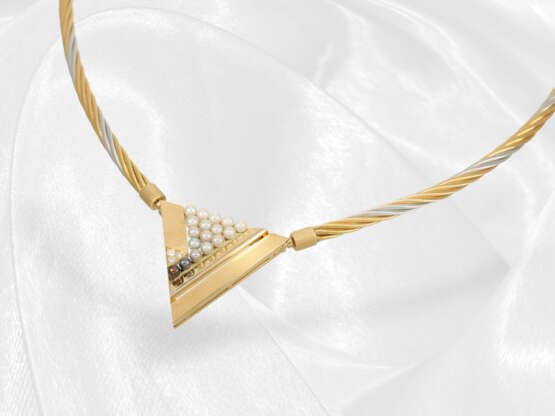 Kette: Handgearbeitetes Designer-Collier mit Brillant/Perlen-Wechselschließe, moderne Goldschmiedearbeit - photo 1