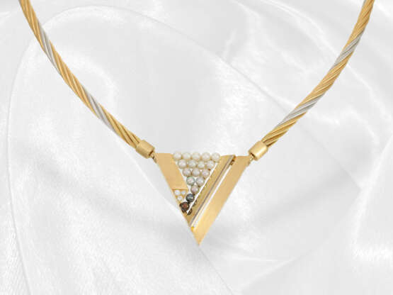 Kette: Handgearbeitetes Designer-Collier mit Brillant/Perlen-Wechselschließe, moderne Goldschmiedearbeit - photo 2
