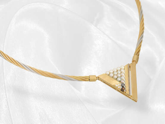 Kette: Handgearbeitetes Designer-Collier mit Brillant/Perlen-Wechselschließe, moderne Goldschmiedearbeit - photo 3