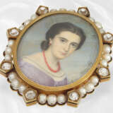 Miniatur: bedeutende Gold-Miniatur mit Perlenbesatz, Alessando Cittadini Rom 1862 - Foto 2