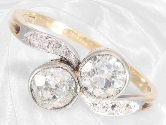 Ring: sehr schöner antiker Goldring mit Diamantbesatz, ca.1,1ct - Foto 3